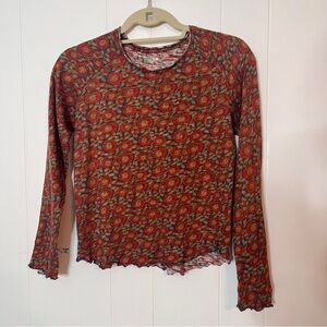 NATURAL LIFE Red and Green Long Sleeve Top